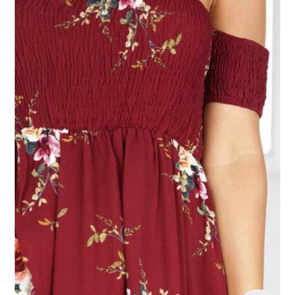 Floral High Low Off-Shoulder Dress - Picture 3 of 7